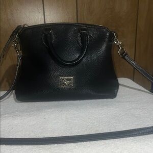 Dooney & Bourke Black Pebbled Leather Dome Satchel with Removable Strap